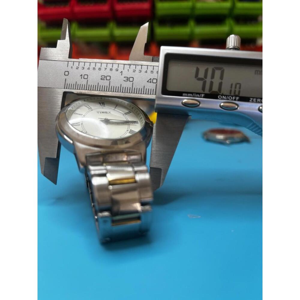 Timex Men's Indiglo 2 Tone Steel Watch Day Date Indicator Water Resistant 50M - Picture 8 of 8